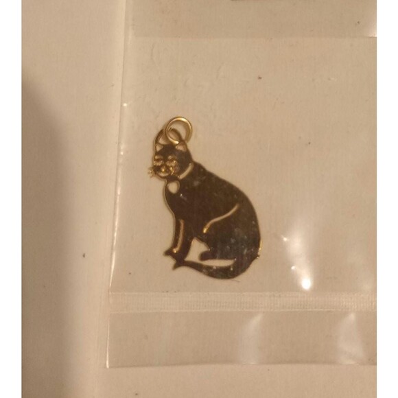 Small 24 k Gold Cat Charm | NWT Original Card | Jewelry Craft Gift Idea - Picture 1 of 4